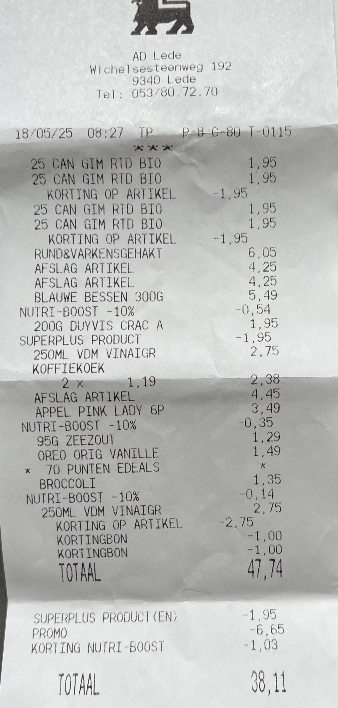 Gimber original blik 25 cl 1+1 gratis bij Delhaize