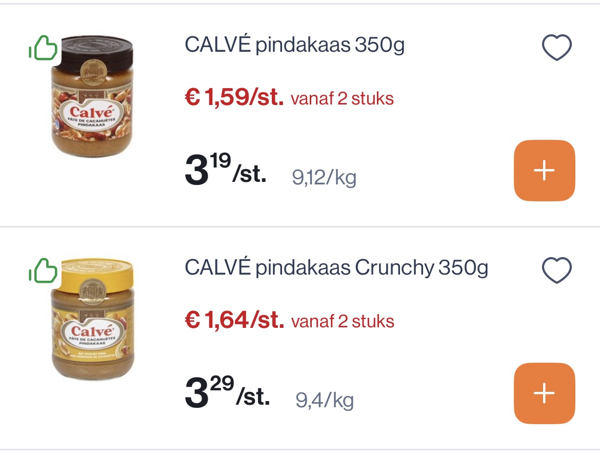 Calve pindakaas -50% reactie Albert Heijn