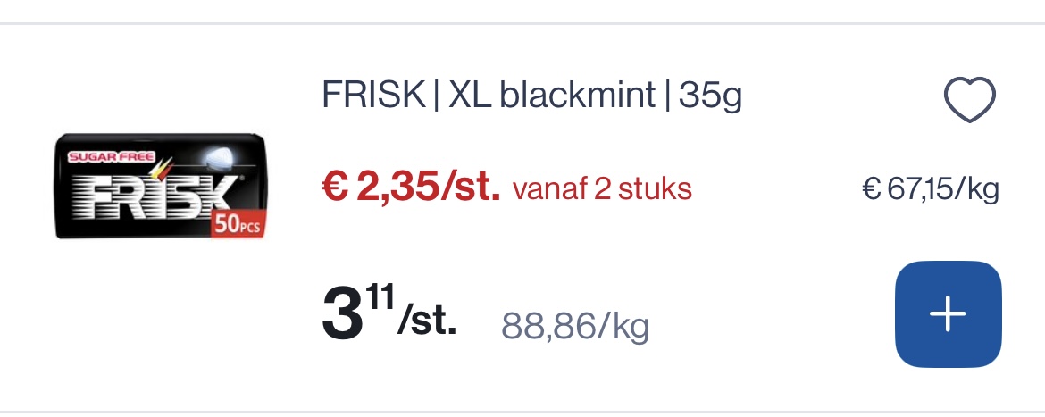 Frisk XL blackmint 35 gram goedkoper