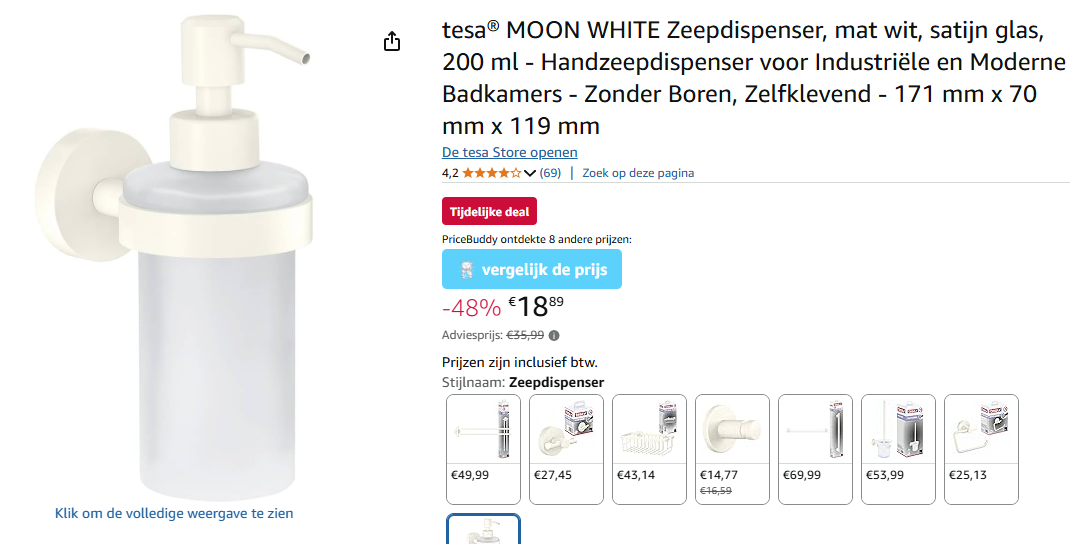 Tesa zeepdispenser met 48% korting bij Amazon NL