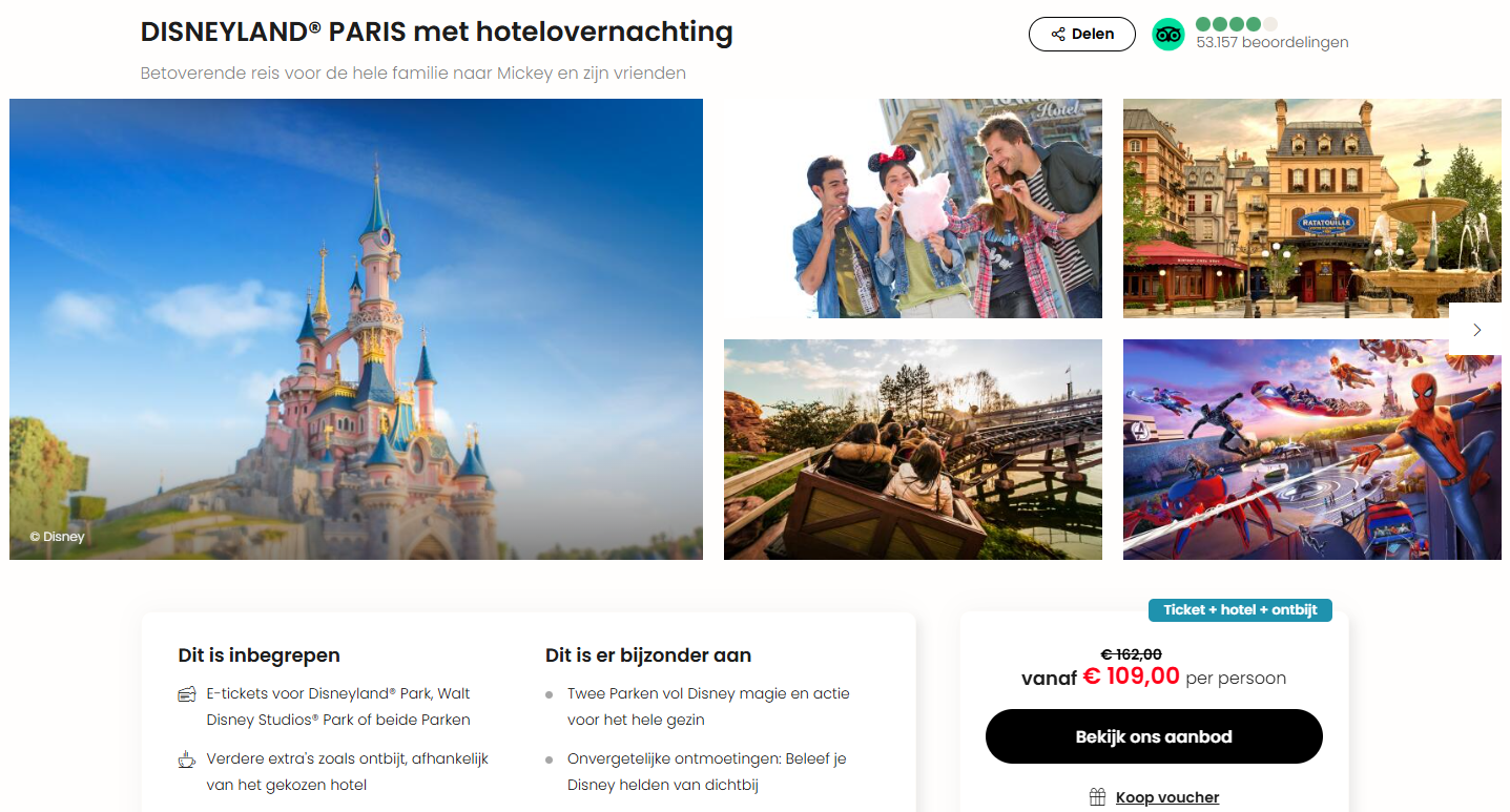 Voor wie Disneyland® Paris op de planning heeft staan: bij Travelcircus nu een actie met tot 47% korting