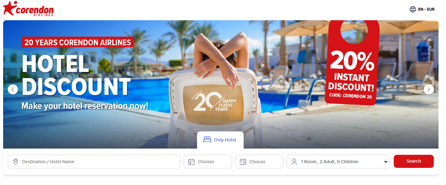 Net gezien bij Corendon Airlines: tot 20% korting op vluchten én 20% op hotels!