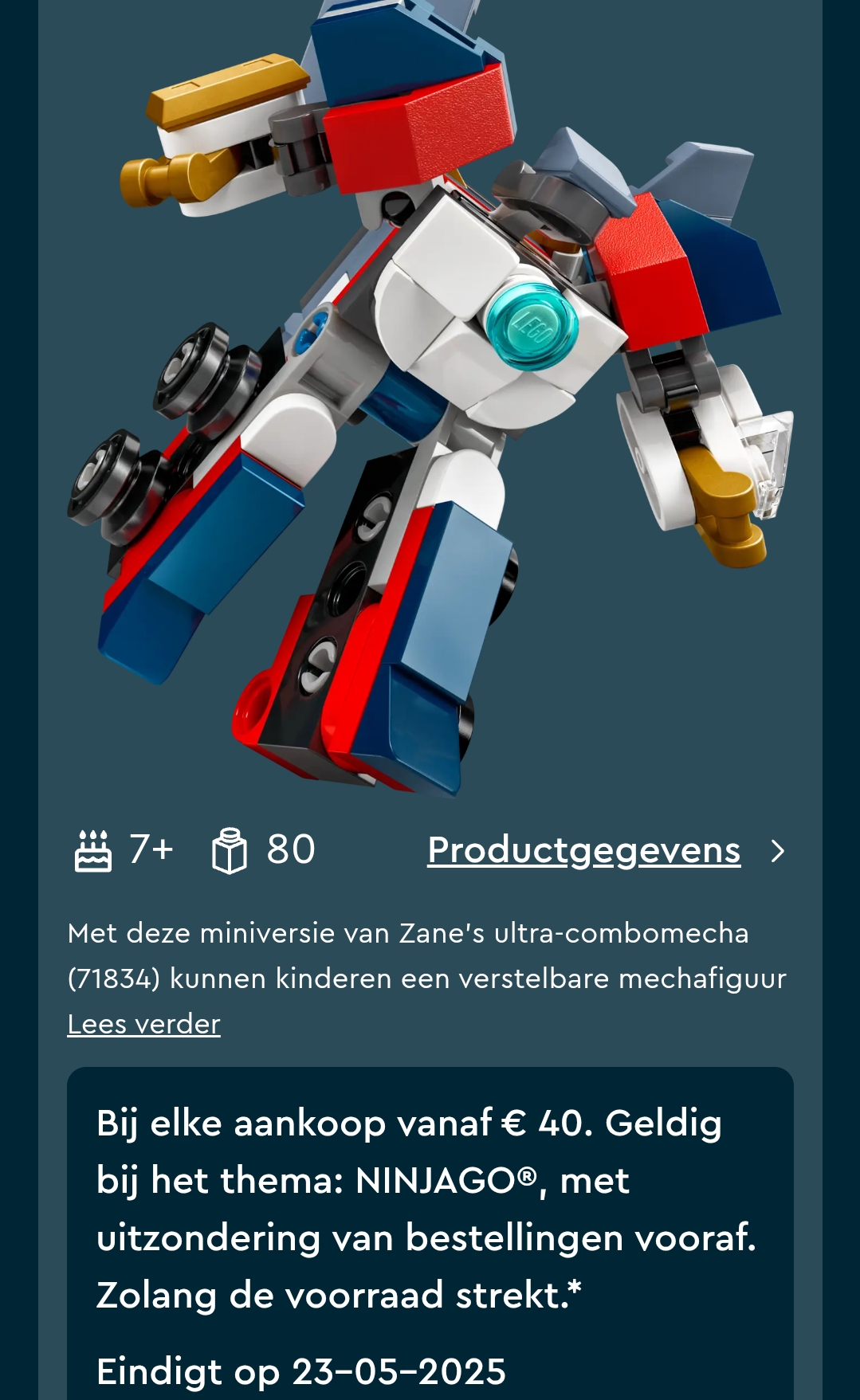 Cadeau bij aankoop van €40 op Ninja Lego in de shop