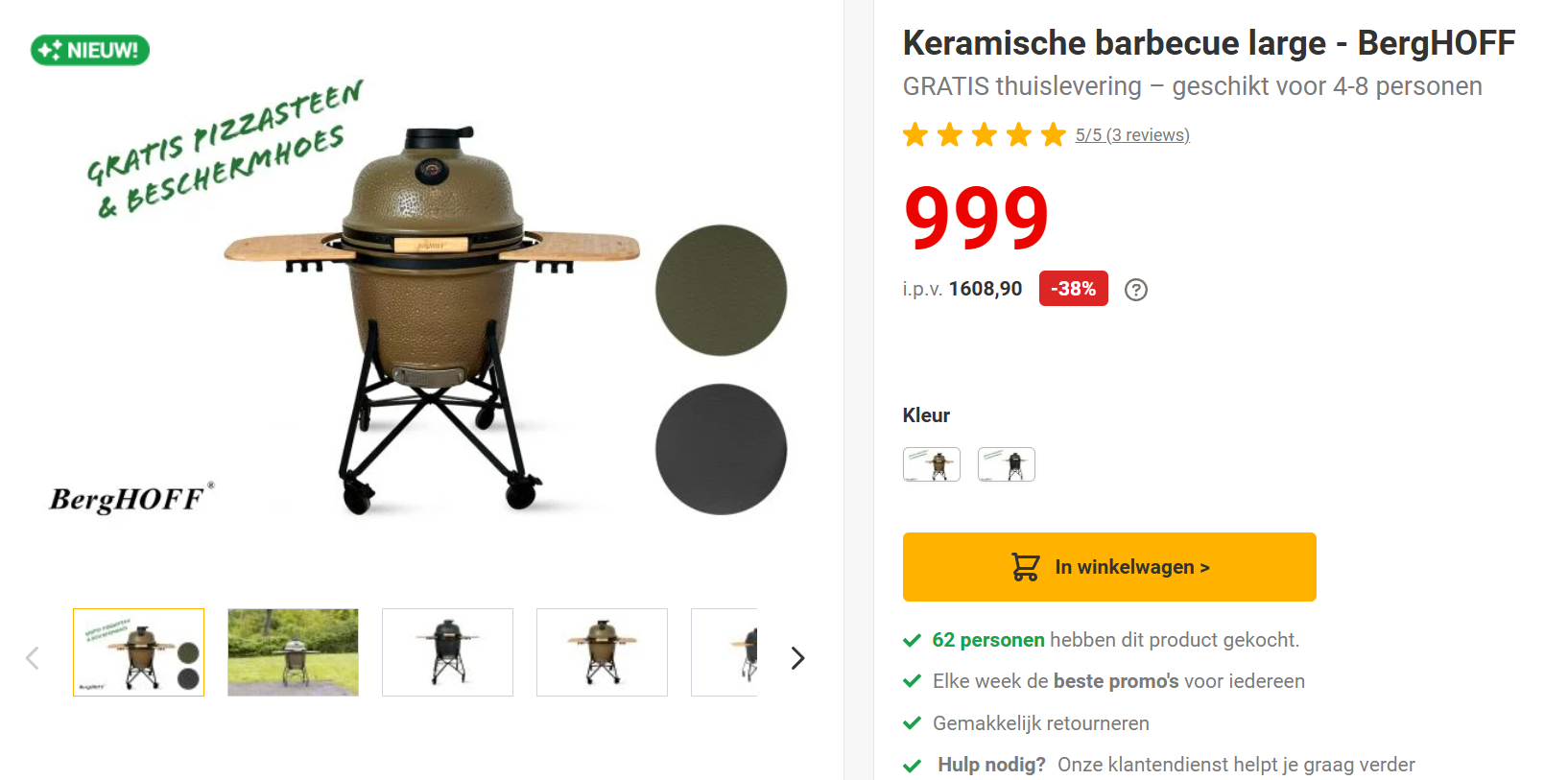 Keramische barbecue large - BergHOFF voor €999 ipv €1.608,90