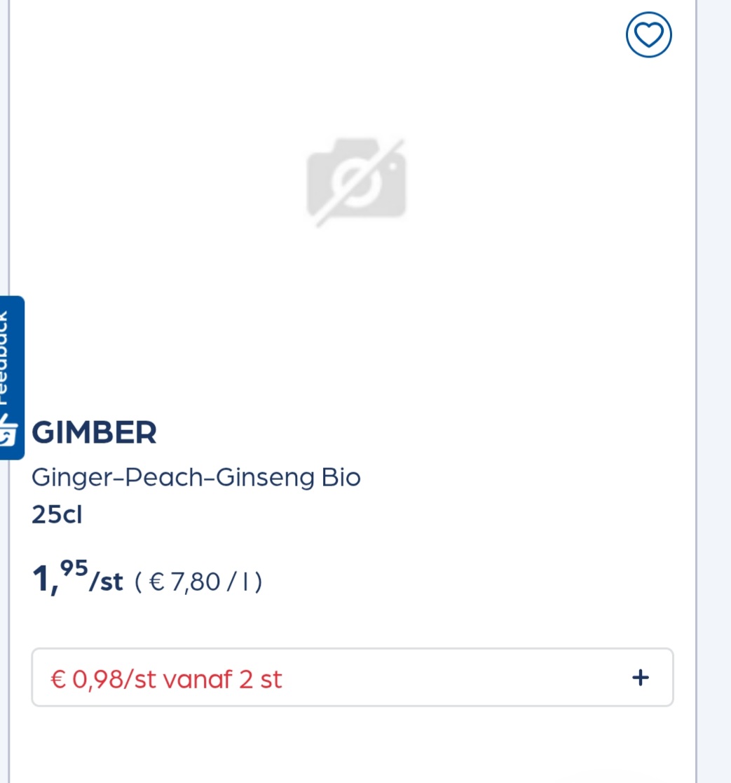 GIMBER Ginger-Peach-Ginseng Bio 25cl veel goedkoper