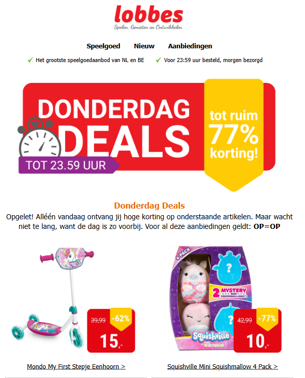 Donderdagdeals bij Lobbes ✨ tot -77% op selectie speelgoed