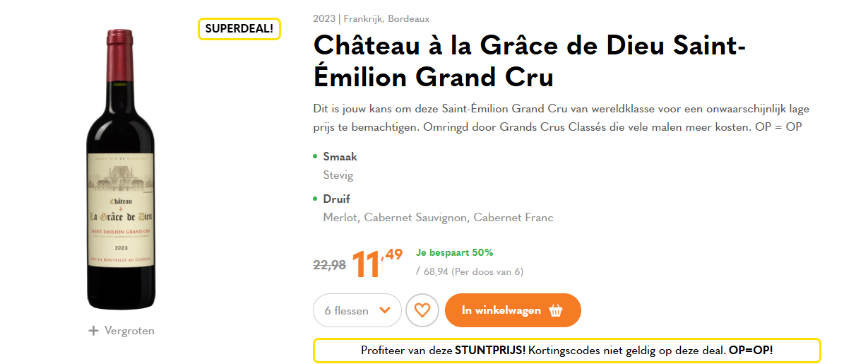 Château à la Grâce de Dieu – Saint-Émilion Grand Cru nu aan halve prijs!
