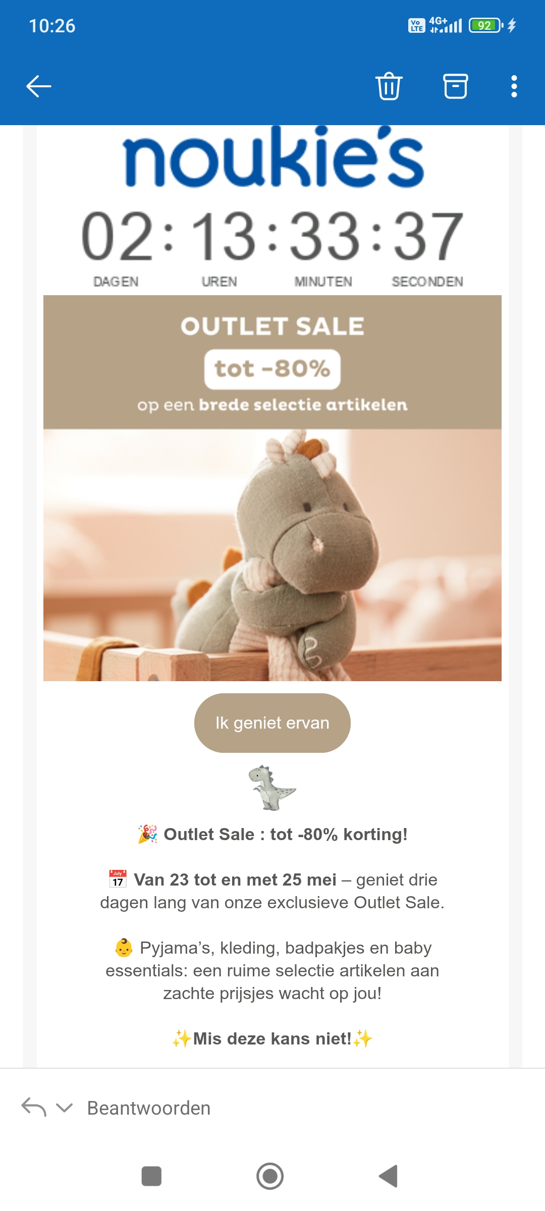 Outlet sale tot-80% korting bij noukies