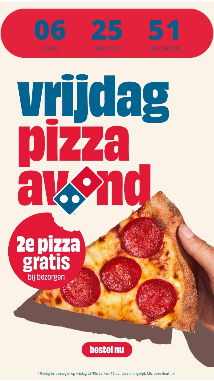 2e pizza gratis bij Domino's🍕