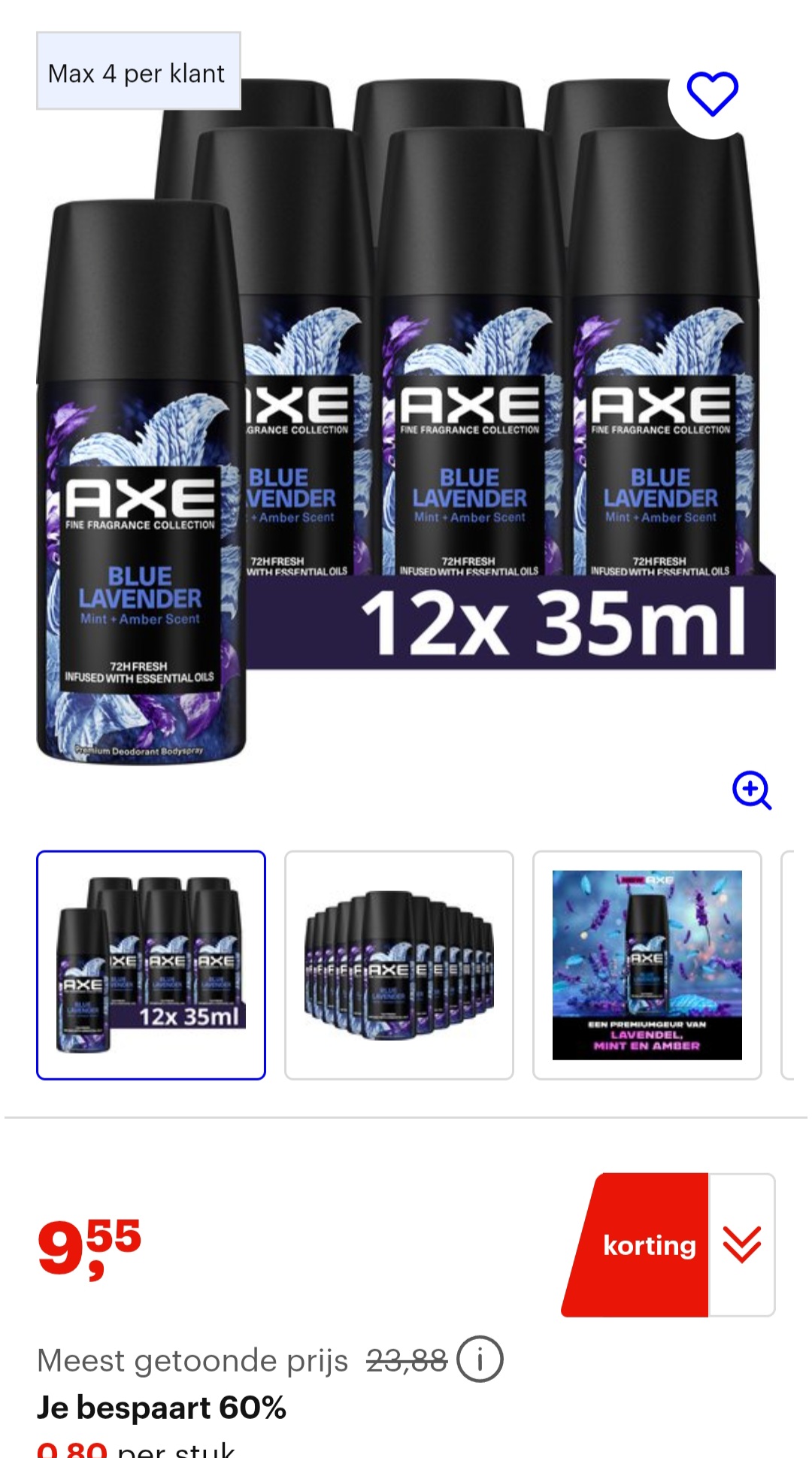 12x35ml axe deodorant blue lavender -60% bij bol.com