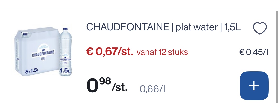 Chaudfontaine plat water 1,5L -33,34%