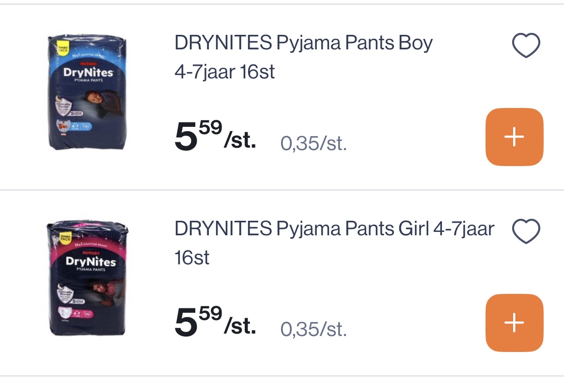 Huggies drynites bedmatten 7 stuks 1+1 reactie Albert Heijn en pyjamapants 4-7 jaar