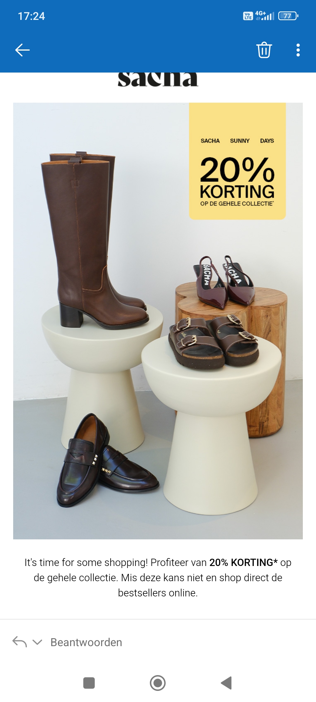 -20% korting bij sacha