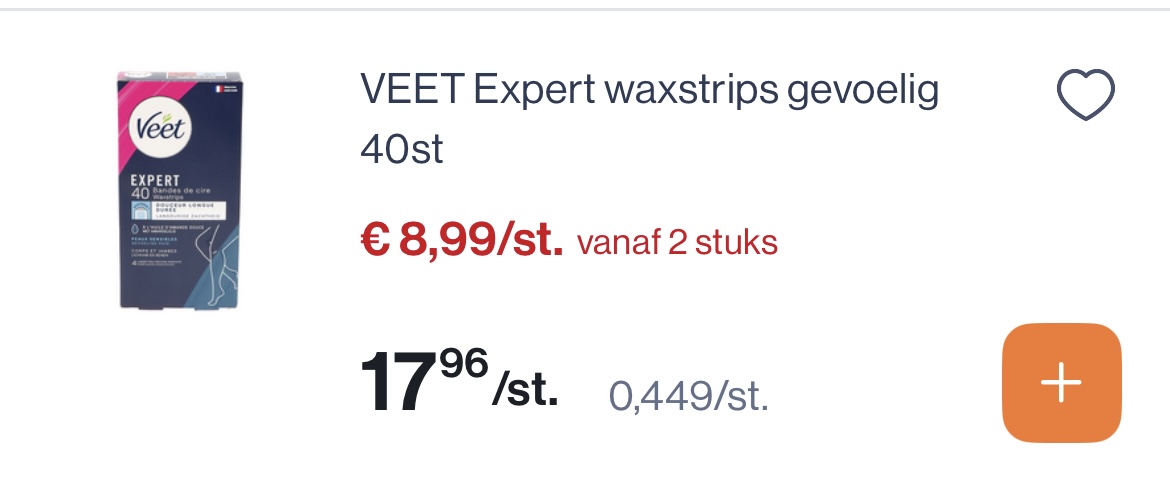 Veet expert waxstrips gevoelig 40 stuks -50%