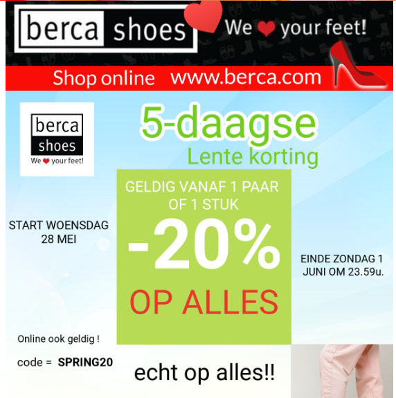 Berca: 20% korting op alles