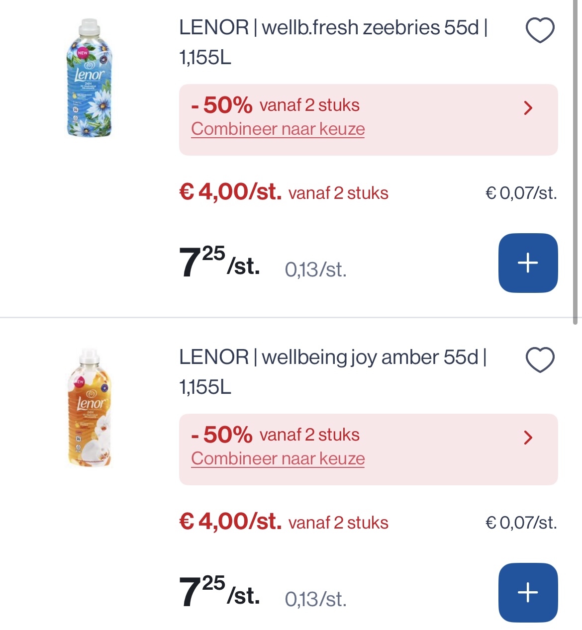 Lenor vloeibaar -50% bovenop goedkopere prijs