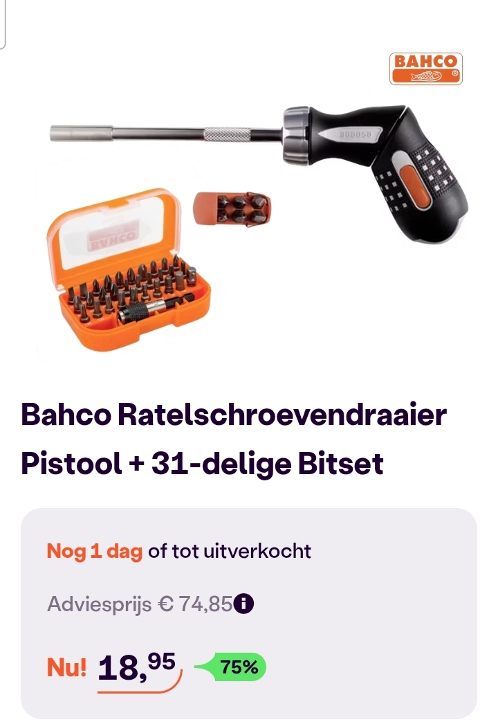 Bahco Ratelschroevendraaier Pistool + 31-delige Bitset