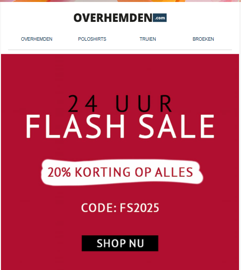 20% korting bij overhemden.com