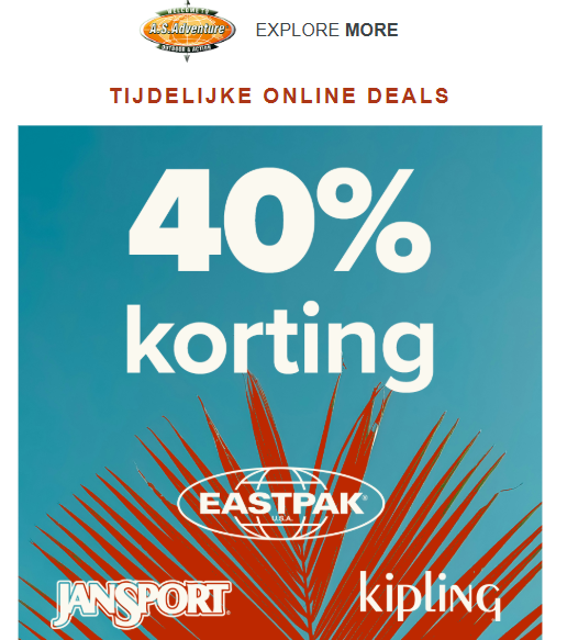 AS Adventure: 40% korting op een selectie van Eastpak, Jansport en Kipling