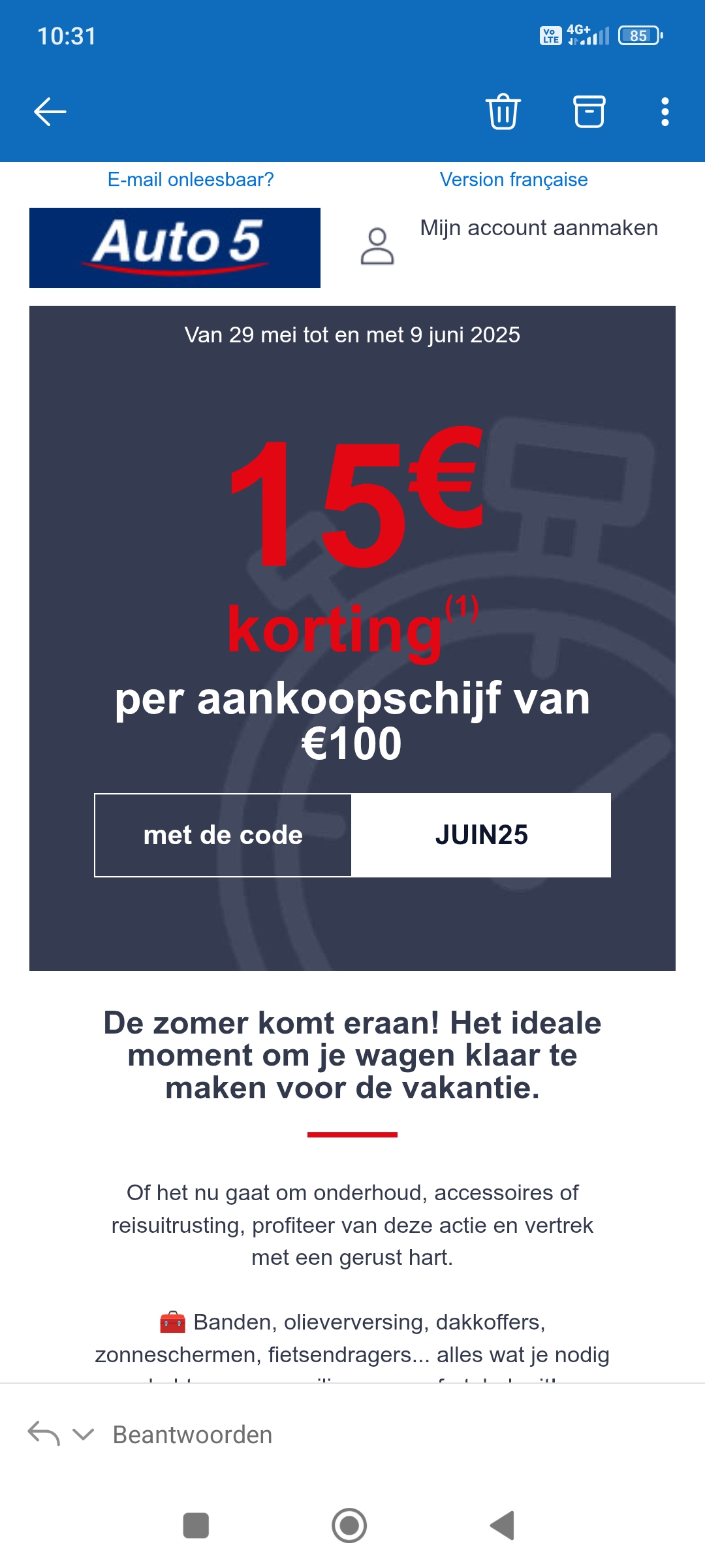 Auto5: €15 korting per aankoopschijf van €100