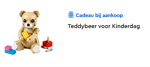Gratis Lego teddybeer bij aankoop van €100