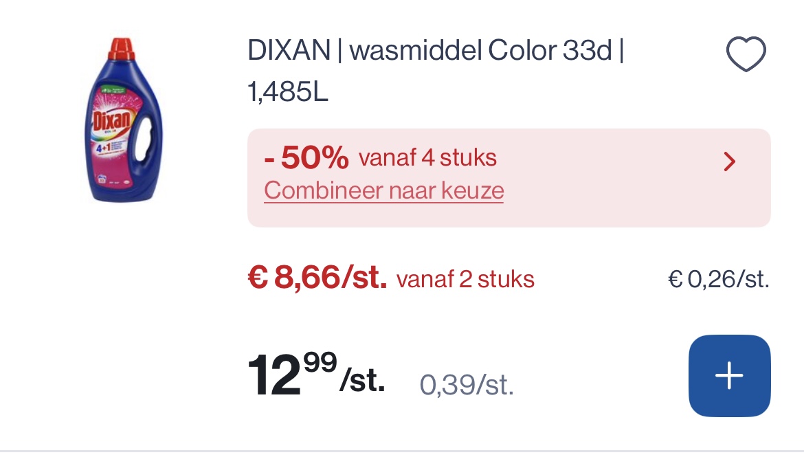 Dixan wasmiddel color 33 d -50% extra korting
