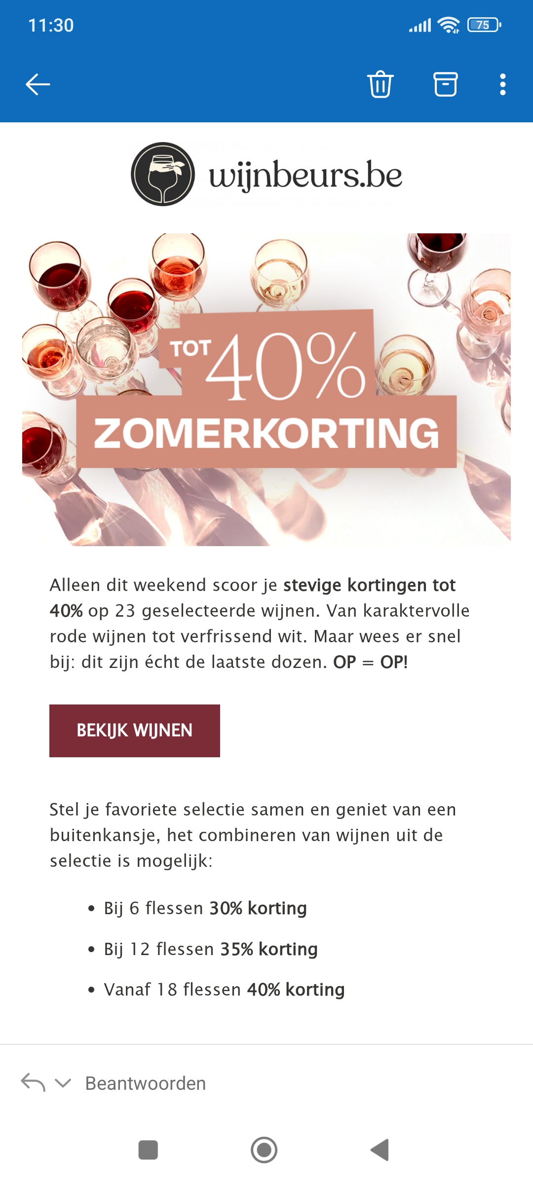 Stapelkorting tot -40% bij de wijnbeurs