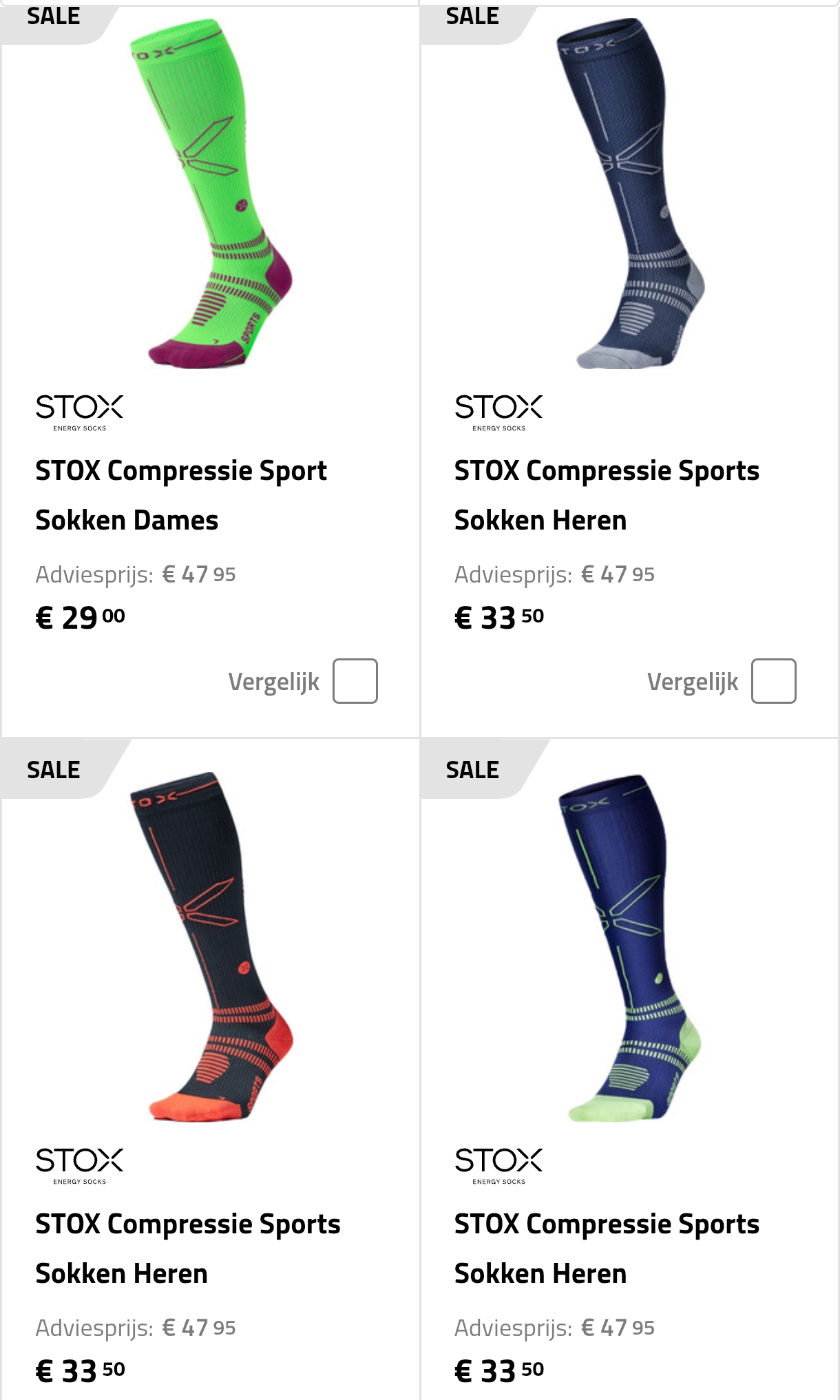 Stox sokken vanaf 29€ bij Running direct en stox outlet
