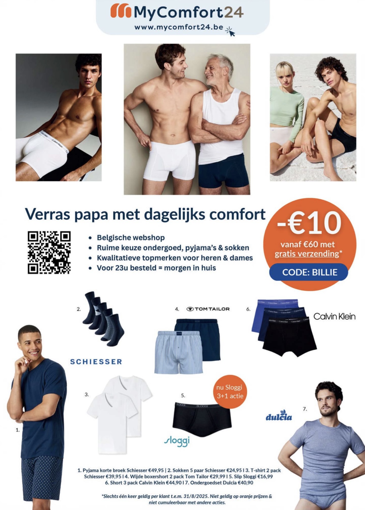 - 10€ korting bij aankoop vanaf 60€ bij mycomfort24