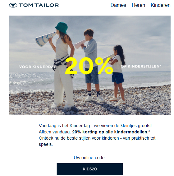 Tom Tailor: 20% korting op alle kindermodellen