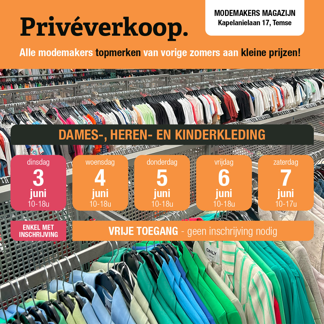 Modemakers privéverkoop, ronde prijzen vanaf € 3