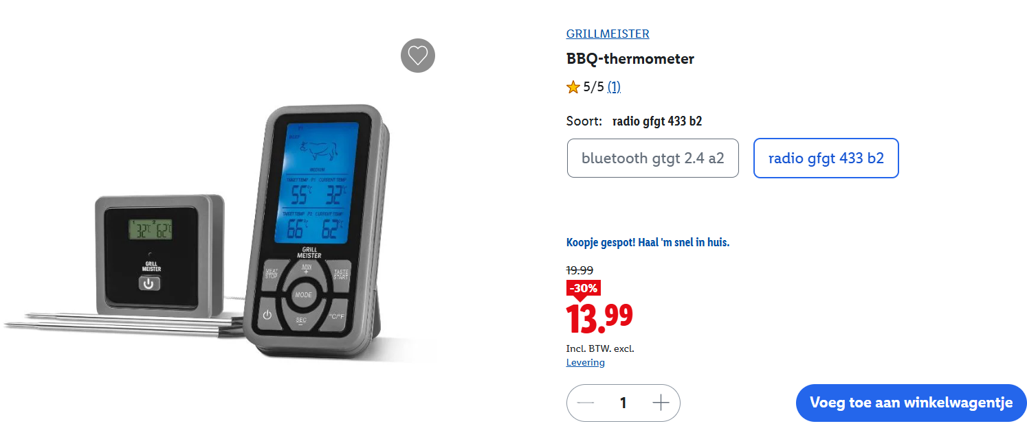 -30% BBQ-thermometer met timerfunctie, bij Lidl