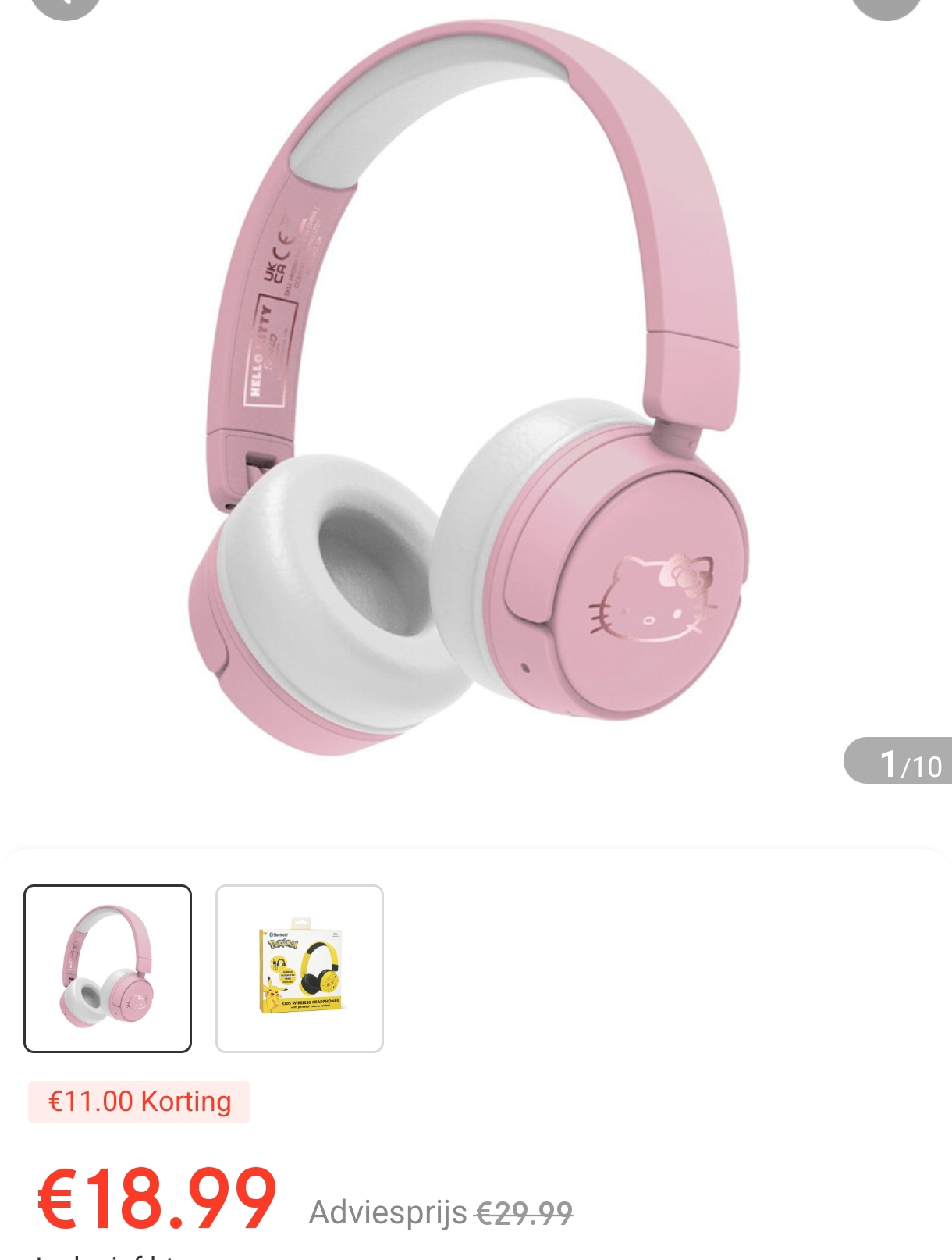 Hello kitty koptelefoon aan 18,99€ bij ochama