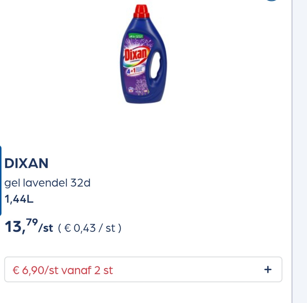 Dixan gel lavendel 32d 1,44L 50% goedkoper