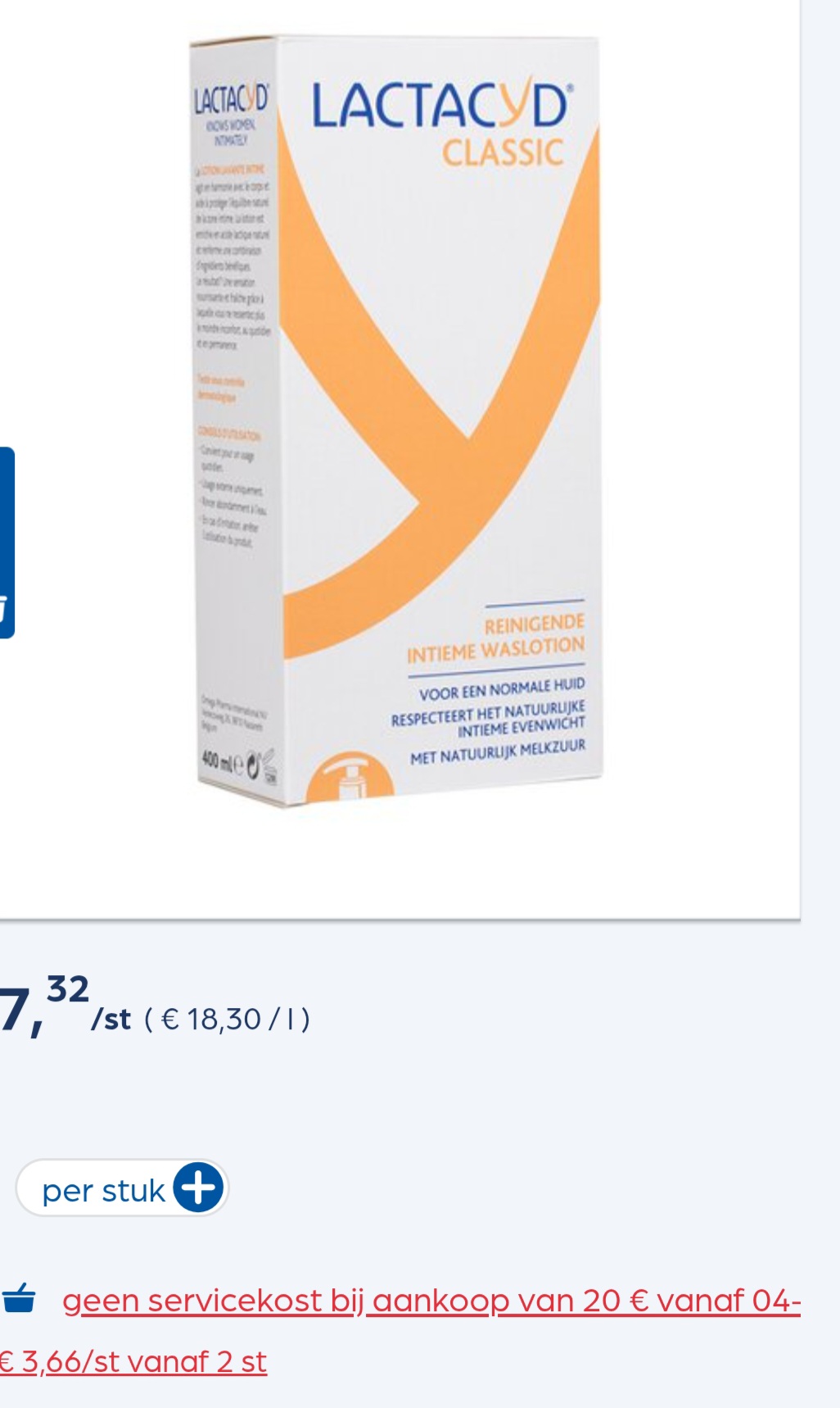 Lactacyd intieme waslotion 400ml 50% goedkoper