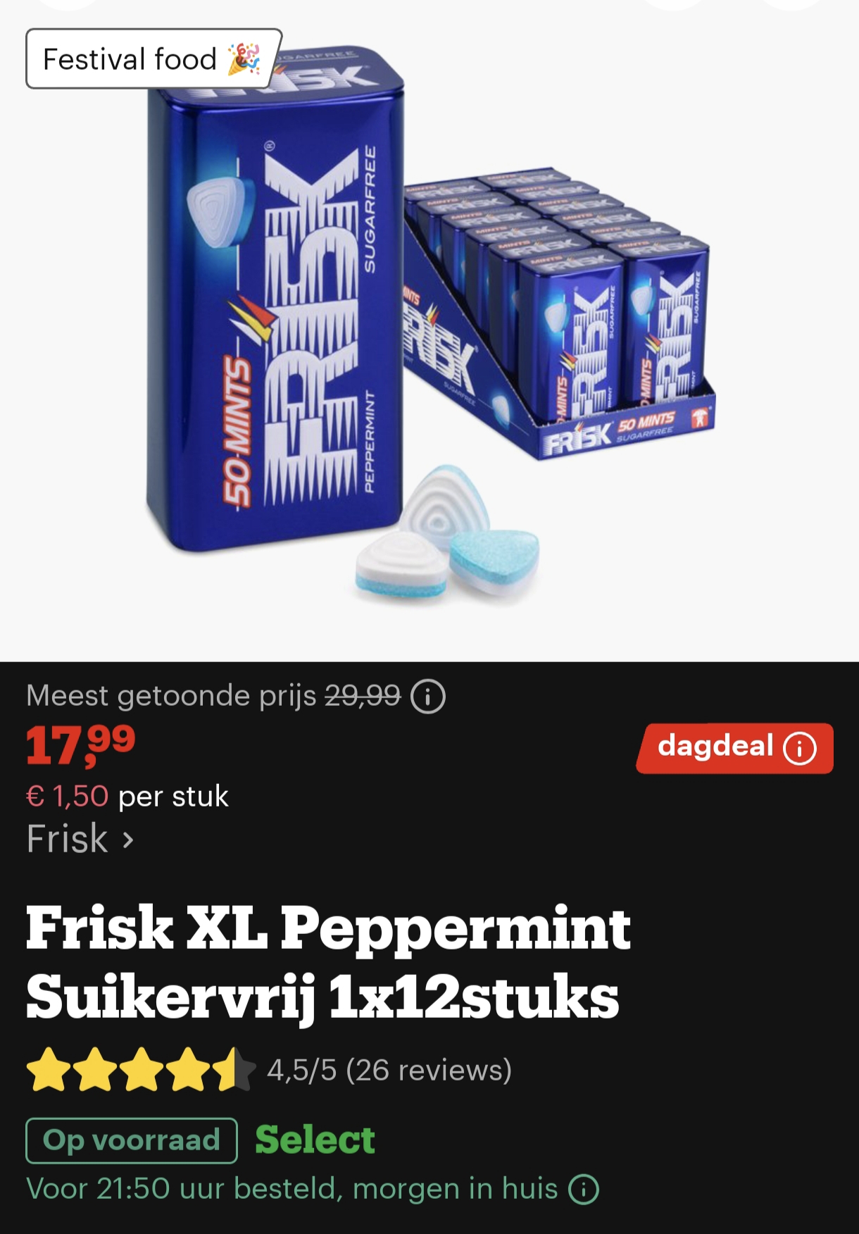Frisk peppermint 1x12 stuks suikervrij bij bol.com