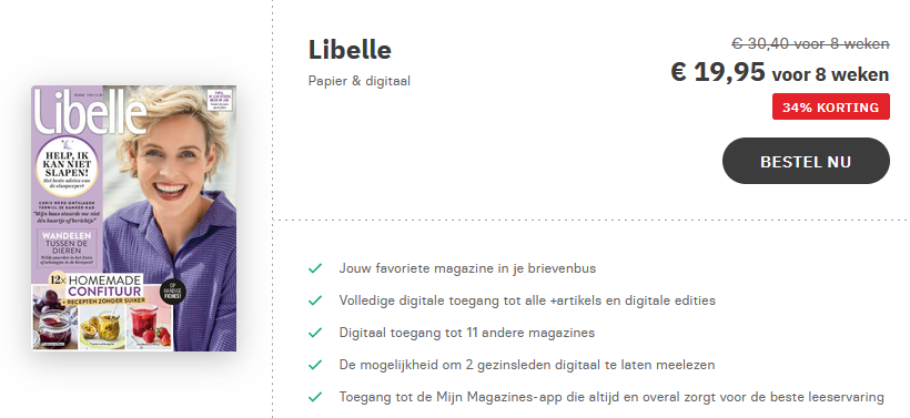 Libelle 8 weken lang voor 19,95 euro ipv 31,20 euro!
