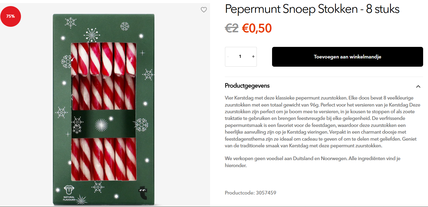 -75% op candy canes bij Flying Tiger