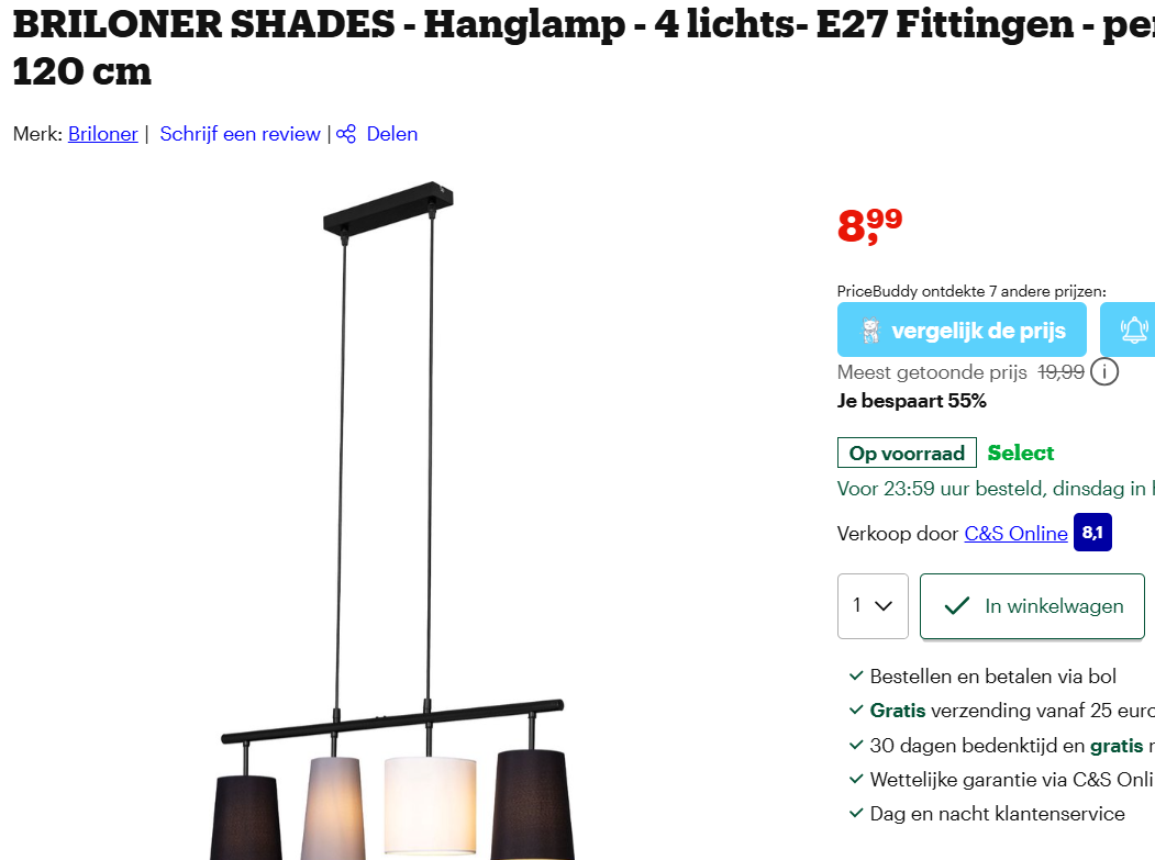 Hanglamp met vier lichten