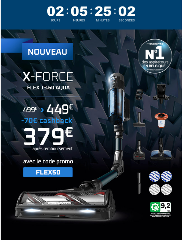 -120€ op de X-Force Flex 13.60 Aqua van Rowenta