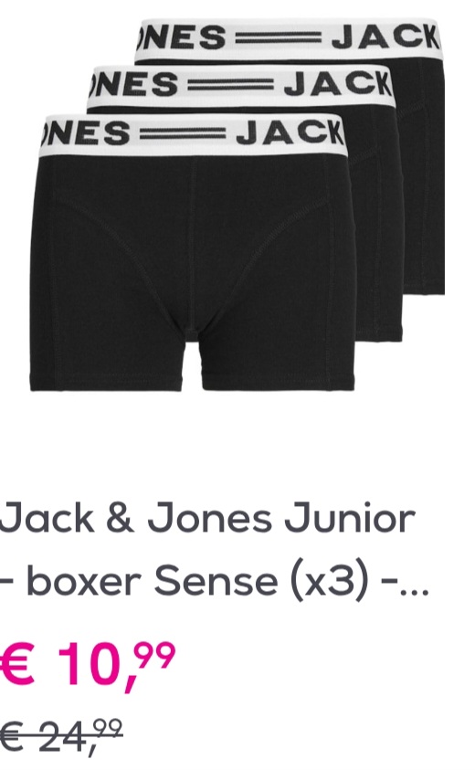 Jack&Jones junior 3x zwarte boxer op veepee.be