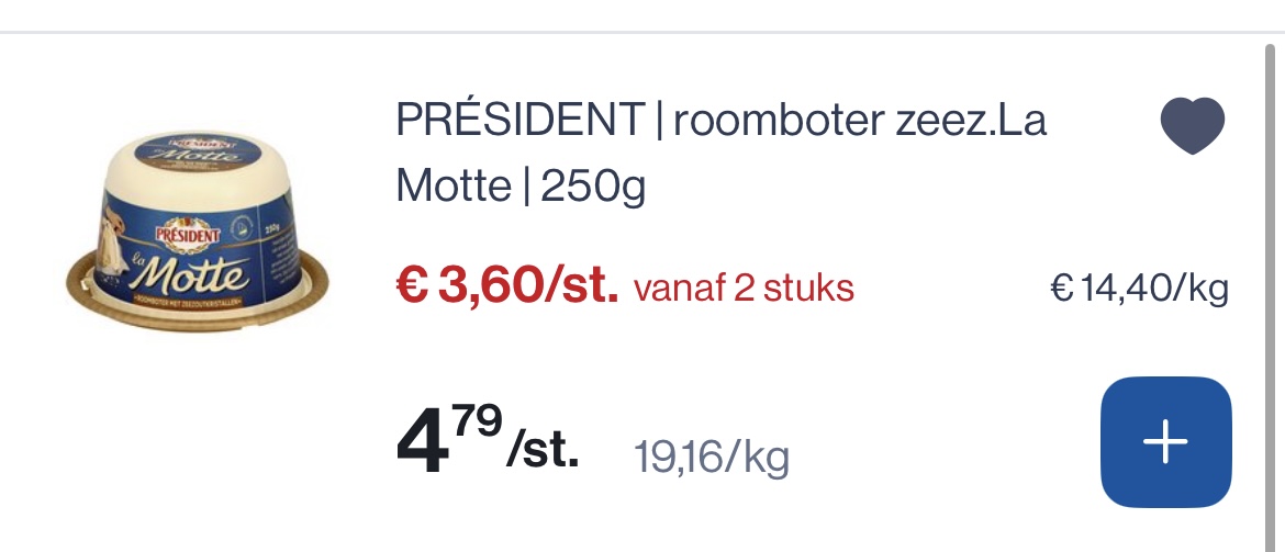 President roomboter zeezout la motte 250 gram en solo patisserie
