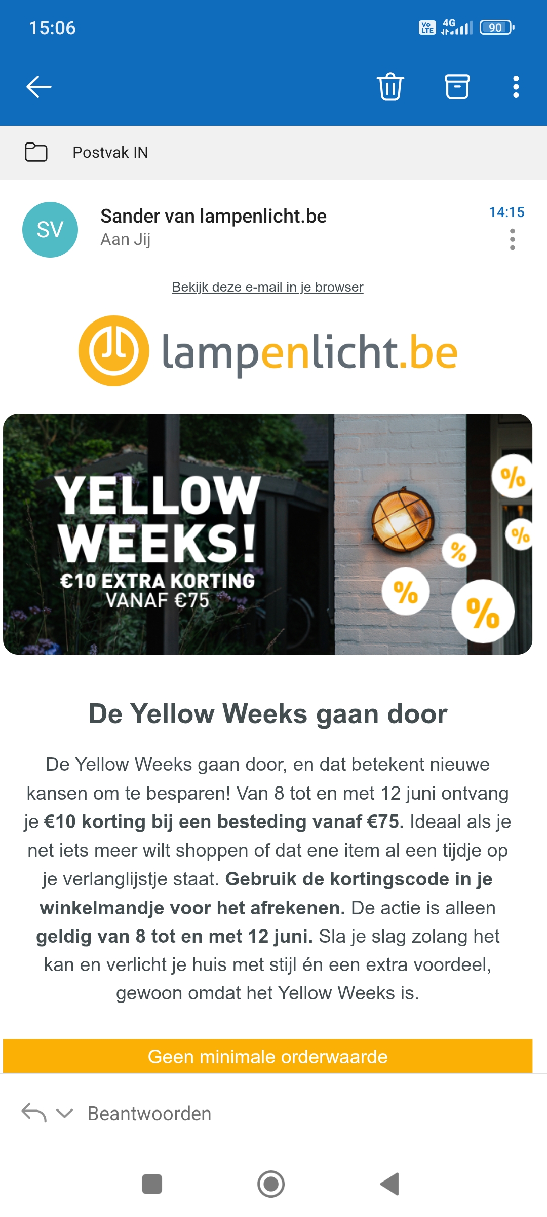 €10 korting bij een besteding vanaf €75 bij lampenlicht