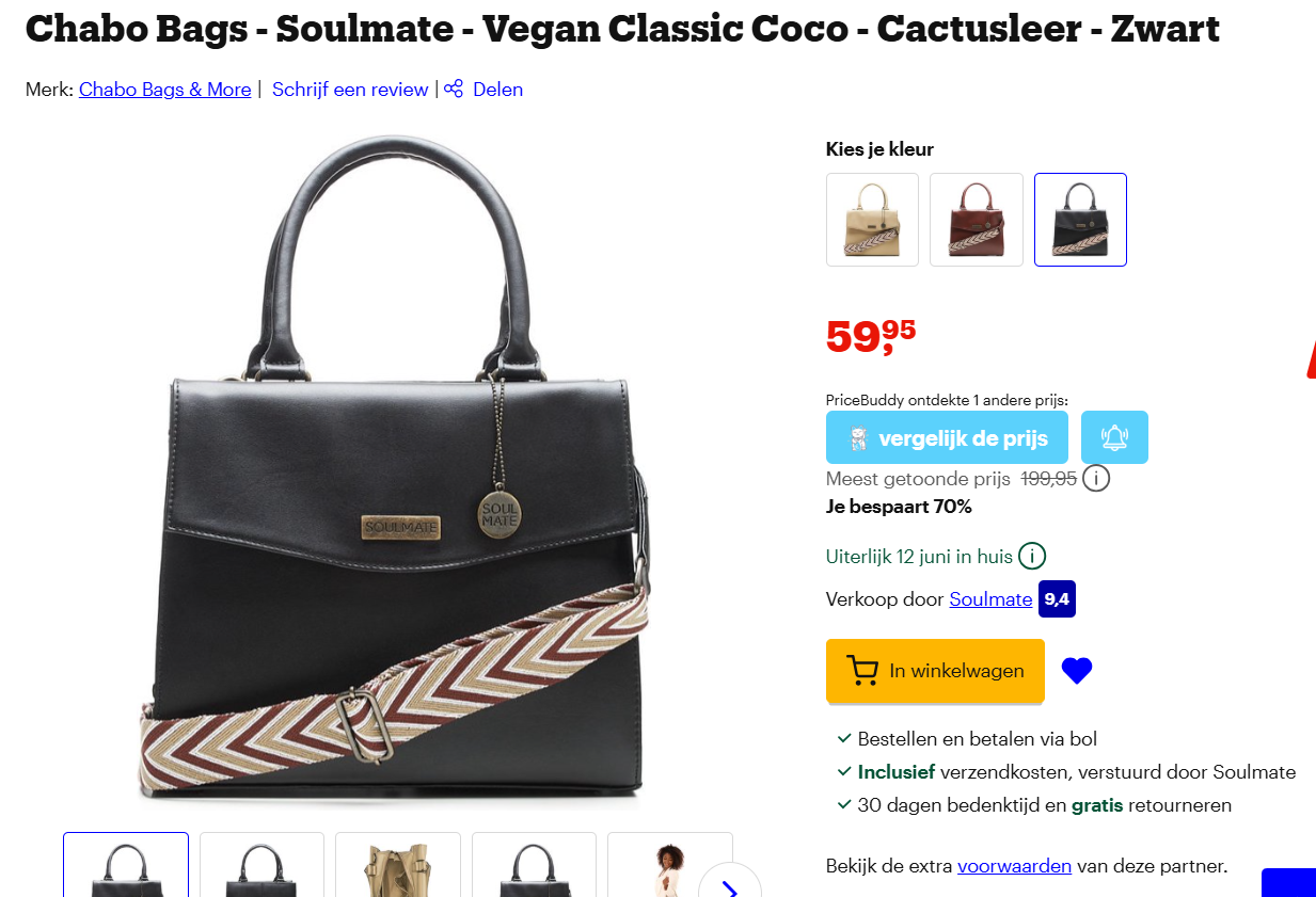 Chabo Bags - Vegan Classic Coco - Cactusleer - Zwart