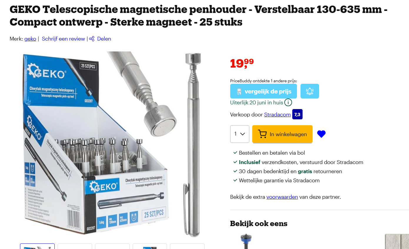 GEKO Telescopische magnetische penhouder - 25 stuks