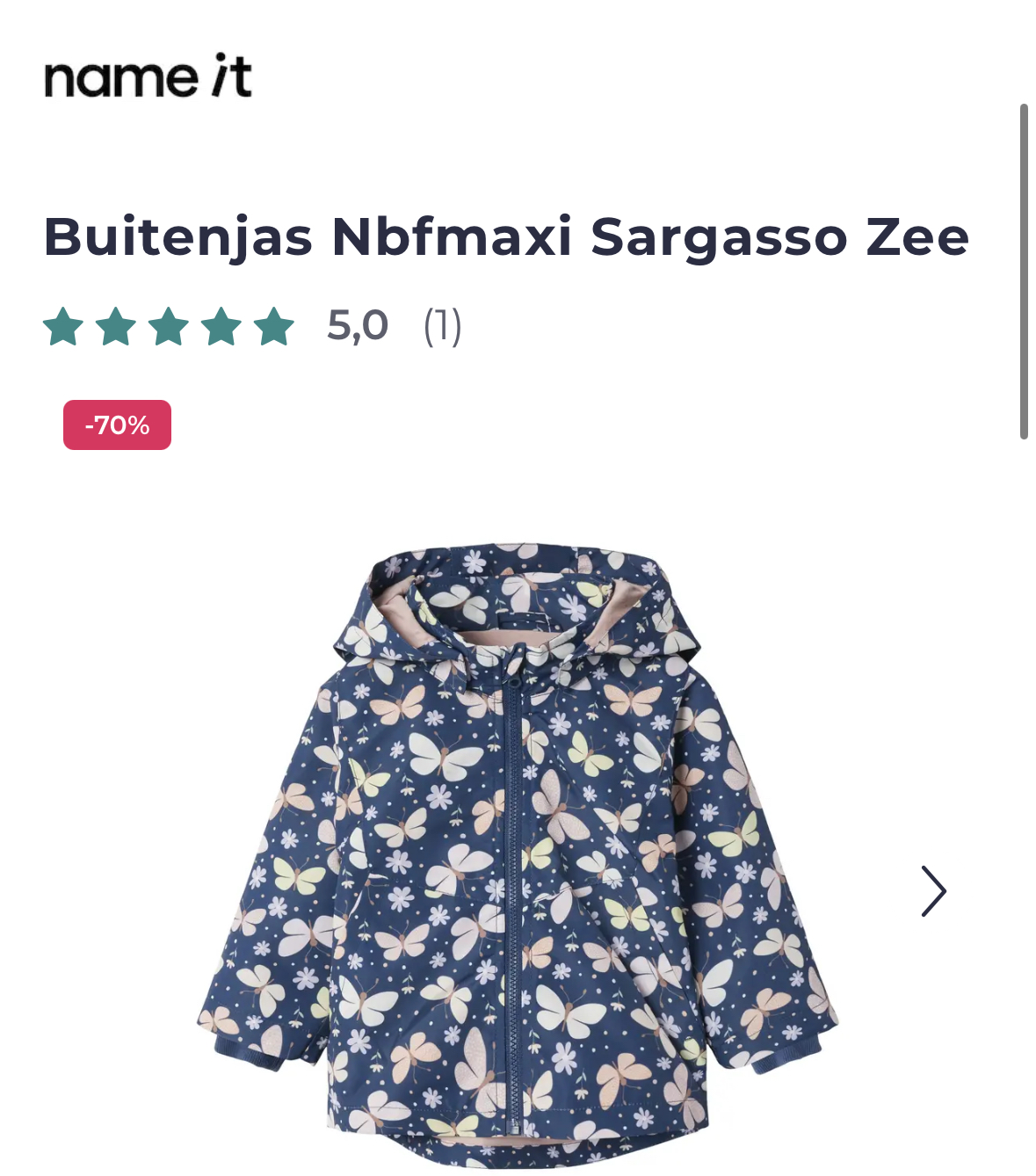 Name it meisjes jas met 70% korting