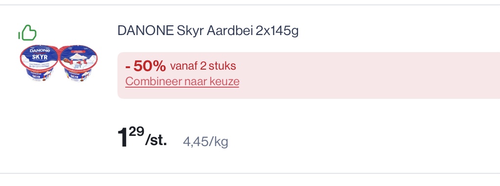 Danone skyr aardbei -50% extra korting
