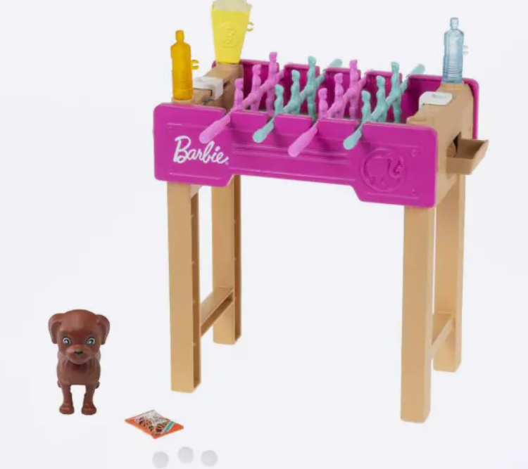 Barbie Mini Playset Voetbaltafel met hondje