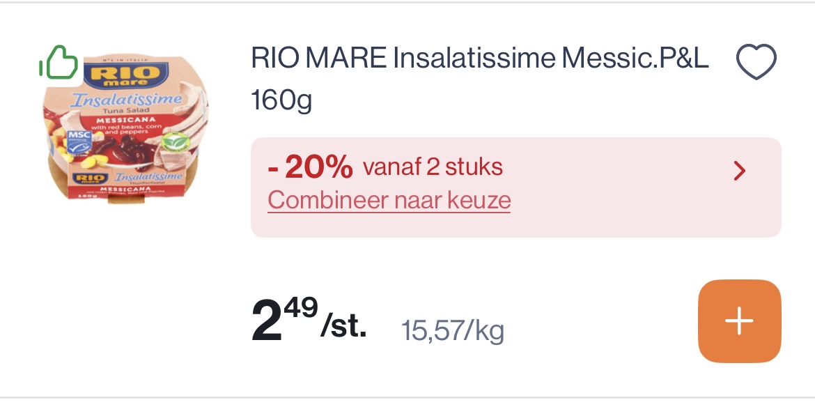 RIO Mare insalatissime Messic p&L 160 gram reactie Aldi