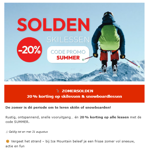 20 % korting op alle lessen bij Ice Mountain
